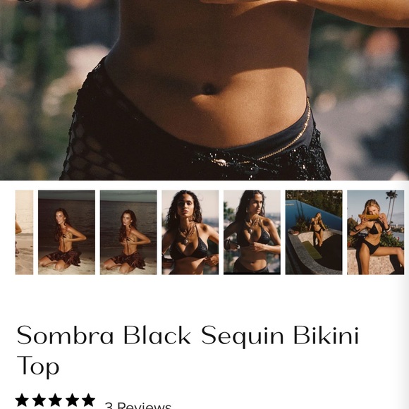 NWT 12th Tribe Sombra Black Sequin Bikini Top + V Cut Bottoms Set XS - Picture 5 of 11